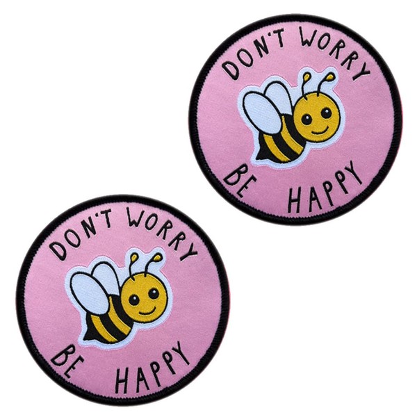 Pack of 2 Don't Worry Be Happy Funny Flag Patch