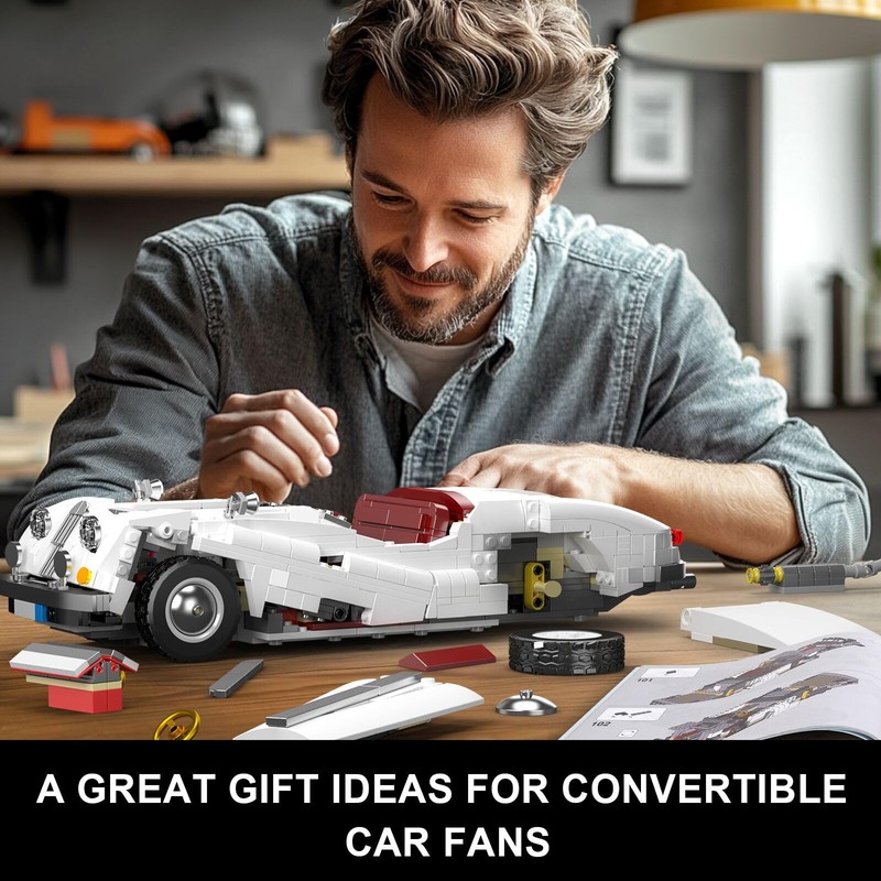 Mould King Classic Car Building Set, MOC Convertible Supercar Model