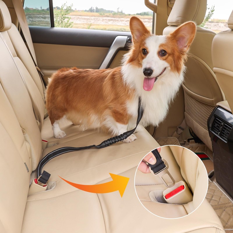 Dog Seat Belt for Car-2 in1 Dog Leash, Adjustable Wrist