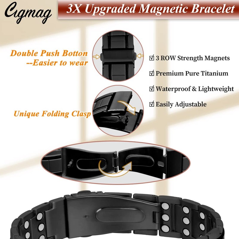 Cigmag Magnetic Bracelets for Men Titanium Steel Bracelet with Adjustable