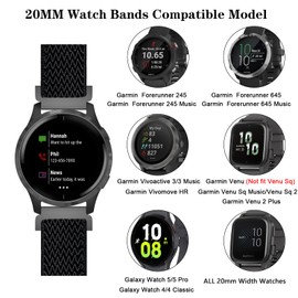 4 Pack Stretchy Watch Bands Compatible with Garmin Venu Bands, 20mm Nylon Straps for Garmin Venu 3/Garmin Venu 2/Garmin Vivoactive 3/Vivoactive 5,Venu 2 Plus,Vivoactive 3 Music,Forerunner 245/645 /245 Music/645 Music for Women Men