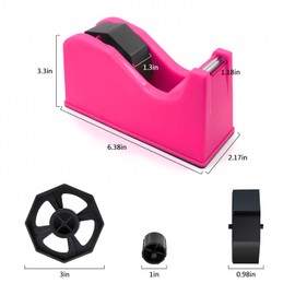 Tape Dispenser, Heat Press Tape Dispenser, Desk Heat Tape Dispenser 6.3 x 2.5 x 3.4 Inch, Holder Fits 1" and 3" Core,Nonskid Base Weighted Desktop Tape Dispenser (Pink)