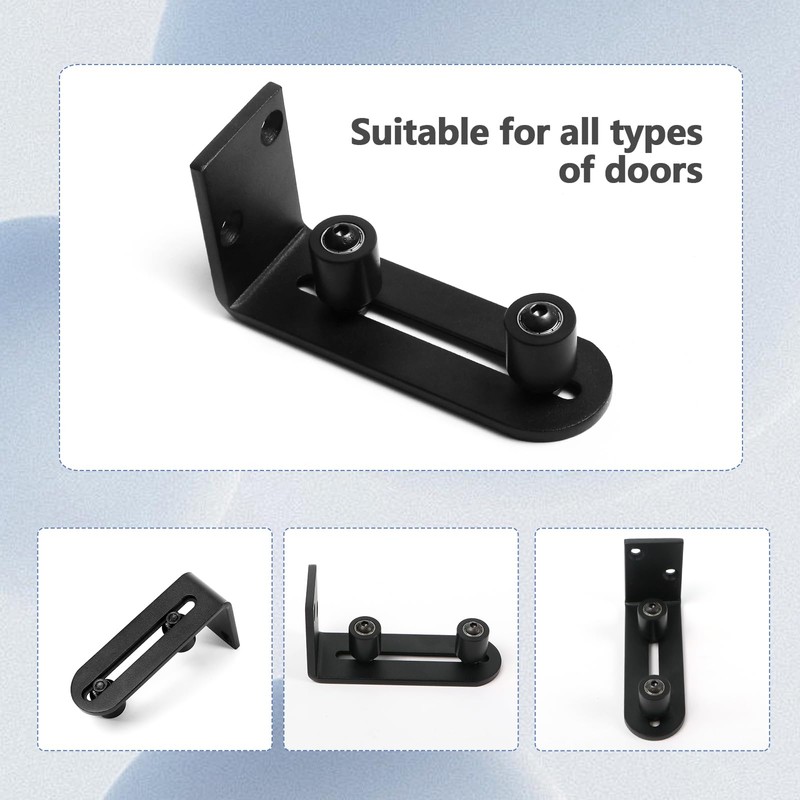 Kinmade Barn Door Bottom Floor Guide Matte Black,Adjustable Roller Wall