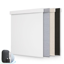 Motorized Blinds for Windows - Hapadif Roller Window Shades with Remote, No-Drill Installation, Cordless Automatic Blinds, Blackout Electric Blinds, Adjustable Height, Easy to Use (White, 20 x 72)