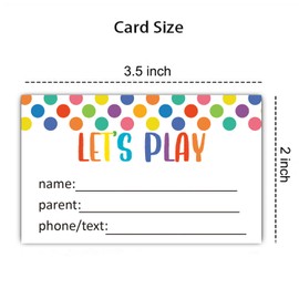 KONKAVA 50 Multicolor Play Date Cards, 3.5" x 2"