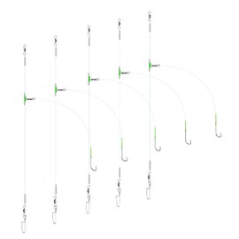 Luroad 5pcs Sea Fishing Rigs, Flapper Rigs Sea Fishing Hook Sizes 1, 2/0 for Beach Casting Shore Fishing Flounder, Whiting, Bass, Plaice (E. 5pcs- 1 hook- size 2/0)