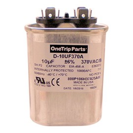 OneTrip Parts USA Run Capacitor 10 UF - 10 MFD 370 VAC Flat Oval