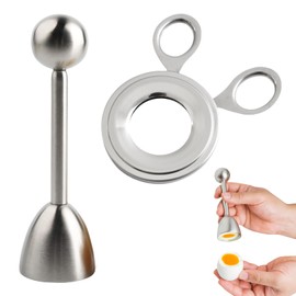 Set of 2 Stainless Steel Egg Toppers and Egg Openers, Egg Shell Break Point Sites, Egg Opener for Boiled Eggs, Egg Setter Break Site Causer, Egg Topper Test Winner for Kitchen Dessert Baking Breakfast