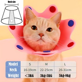 LHLZNB Cat Cone Collar Soft, dog cone collar，Adjustable Cat Recovery Collar, Sun Flower Neck Dog Cat Protective After Surgery Pet Protective Collar, Anti-Bite or Lick for Cats (Pink, M)