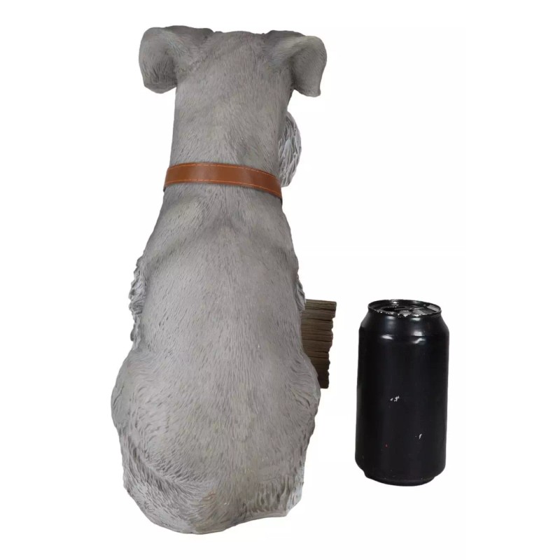 Adorable Grey Schnauzer Dog Sitting With Jingle Collar Greetings Sign