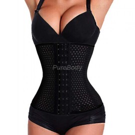 PureBody Waist Trainer – Women's ShapeWear – Instantly Reduces Your Waist Size Giving You an Hourglass Figure (Large) Black