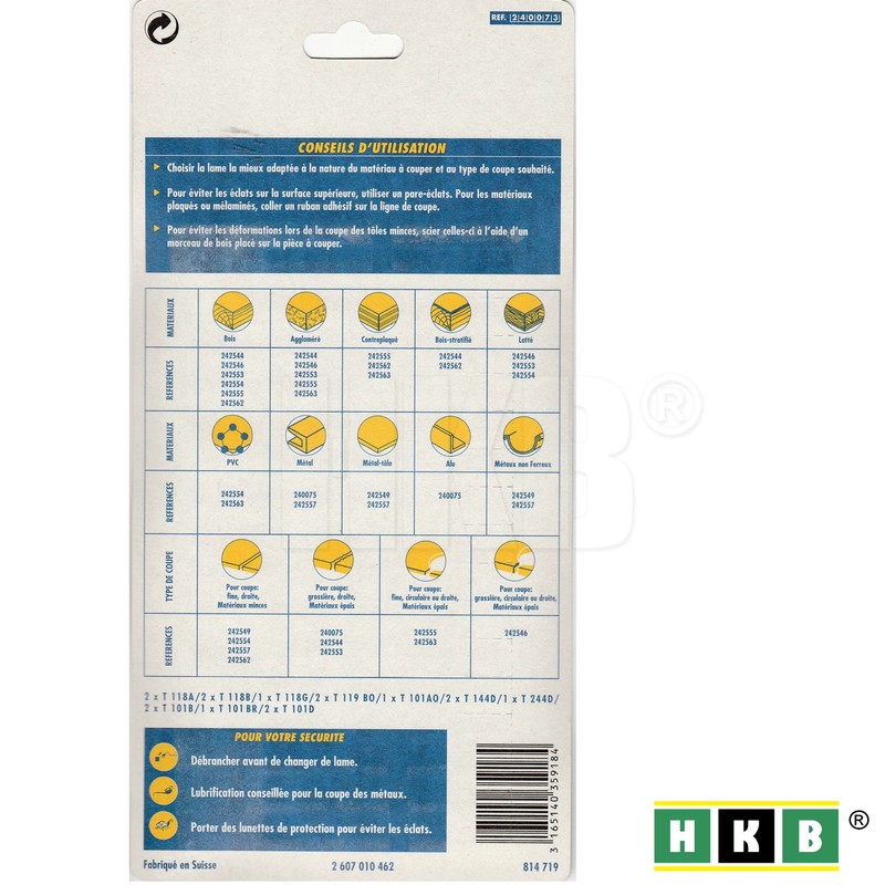 HKB ® 16 Jigsaw Blades No 2, T-Shank, 75/55 mm,