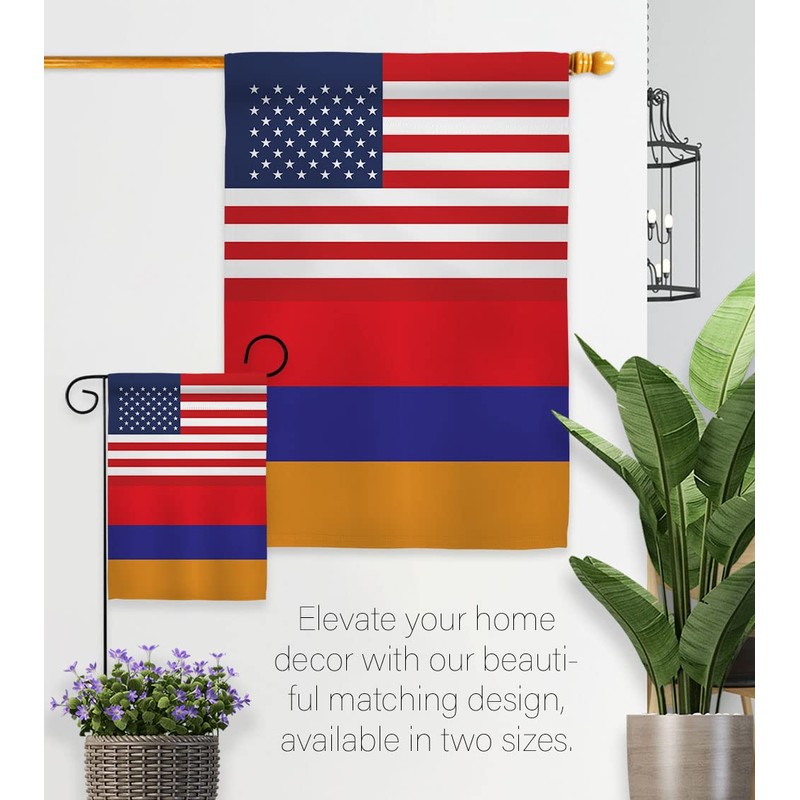 Armenian US Friendship House Flag - Eagle Set Regional USA