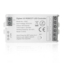 TUNICHX ZigBee 3.0 LED Controller C05Z RGBCCT LED Strip Bulb Dimmer Compatible with Echo Plus Home-kit Zigbee Hub Bridge Required DC5-24V