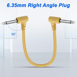 XMSJSIY Gitarre Patch Kabel Effekt Pedal Cord 6.35mm 1/4 Zoll TS Stecker zu Stecker rechten Winkel Stecker Hilfskabel für Bassgitarre Instrument - 6 Packungen - 25CM / 9.84inch