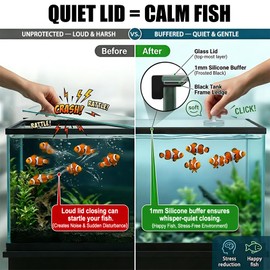Grovvy Aquarium Lid Bumpers, Fish Tank Lid Cushion Pads, Anti Vibration Pads for Filter & Air Pump, Reduce Aquarium Noise & Rattling, Quiet Fish Tank Accessories with Handles for Rimmed Aquariums