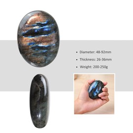 dssmboom Irregular Labradorite Crystal Thumb Worry Stone for Stress Relief, Polished Pocket Stone for Reiki Healing and Chakra Balancing, 200g-250g