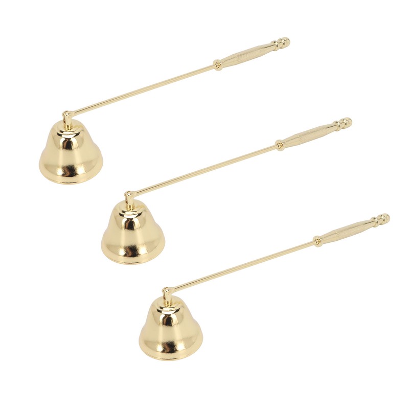 3pcs Candle Snuffer Golden Iron Plating Bell Shaped Long Handle