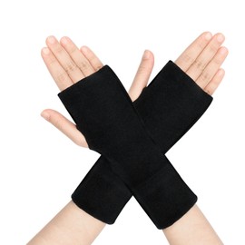 Jinlaili Soft Half Finger Gloves Winter Knit Gloves, Warm Wrist Fingerless Gloves with Thumb Hole, Women Arm Gloves, Arm Warmer Fingerless Gloves Black, Warm Winter Gloves for Women Men