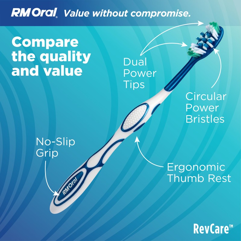 RM Oral RevCare Medium Toothbrush, Circular Power Bristles Power Away