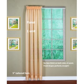 Today's Curtain Emelia Original Voile Panel 84", Peach, 60" W x 84" L