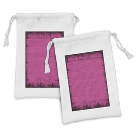 Ambesonne Magenta Fabric Pouch Set of 2, Futuristic Design in Old Impressions Latex Grungy Murky Surface Pastel Colors, Small Drawstring Bag for Toiletries Masks and Favors, 9" x 6", Fuchsia Pink