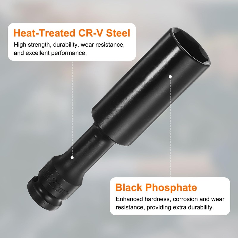 QUARKZMAN Deep Thin Wall Impact Socket 22 mm Metric 6