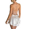 LuFeng Women's Elegant Satin A-line Summer Sleevesless Rompers Bandage Back