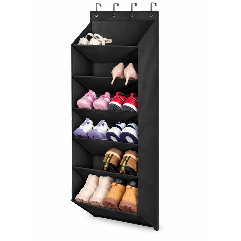 Over-the-Door Shoe Organizer with Deep Pockets – 6-Layer Hanging Shoe