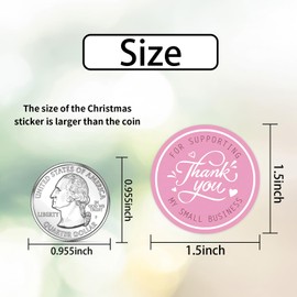 Heyfibro 500 PCS Thank You for Supporting My Small Business Stickers, 1.5 Inch Thank You Stickers for Small Business,Small Business Stickers for Packing, Party, Bags, Boxes(Pink)