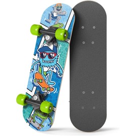 Rude Boyz 17" Micro Complete Skateboard | Maple Wood | ABEC 7 Bearings | Double Kick Concave Deck | Kids Skateboard, Ideal Toddler Cruiser for Ages 2-5