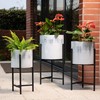 Glitzhome Mid Century Plant Stand with Pot Set of 3