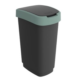 Rotho Twist Bin with Lid, 10 L, Plastic, Black/Green/Anthracite