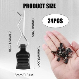 24 Pieces RC Body Clips, Body Shell Pin Replacement Parts, Body Clips Bent Springy R Pins, Stainless Steel RC Mounting Clamp Set for Remote Control Model Car Shell