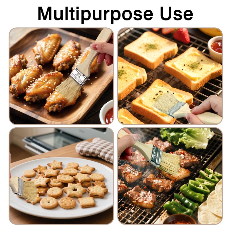 2-Pack Pastry Brushes, 1.5-Inch Flat Bristle Baking Brushes with Wooden