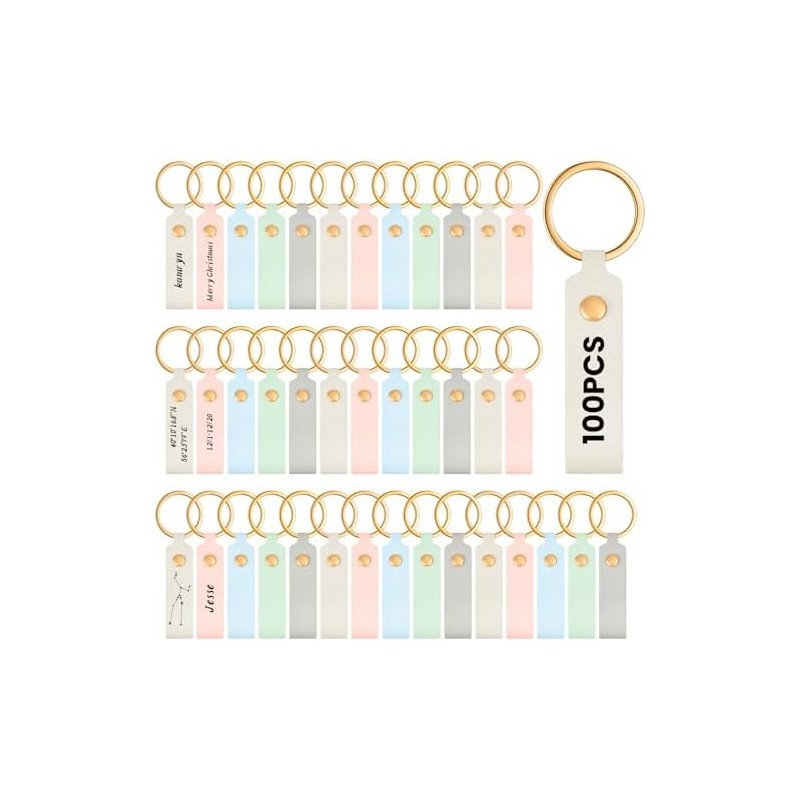 100 Pcs Leather Key Fobs Kit Blanks DIY Laser Engraving