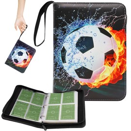 ARONRAVE Football Cards Scrapbook, 4 Pockets Football Cards Folder 400 Cards Capacity Football Cards Scrapbook Football Cards Sports Cards Folder for Football Trading Cards Album