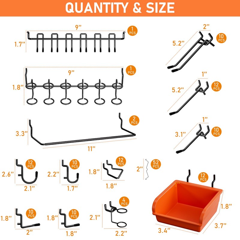 INCLY INCLY 48x24 Inch Metal Peg Board Kit with 1/4"