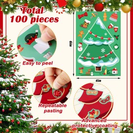 100 Sheets Make a Christmas Tree Stickers Christmas Party Games Sticker Make Your Own Christmas Party Game Stickers for Kids Toddlers Craft DIY Christmas Winter Holiday Party Favors