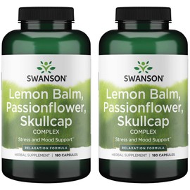 Swanson Lemon Balm Passion Flower Skullcap Complex 180 Capsules (2 Pack)