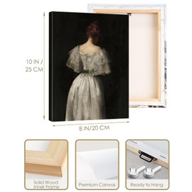 JUZAI Canvas Wall Art Classical Women Portrait Painting Canvas Prints, Vintage Framed Wall Art Prints for Living Room Bathroom Kitchen Hallway Wall Decoration Hang Pictures Wall Artwork (8x10in)