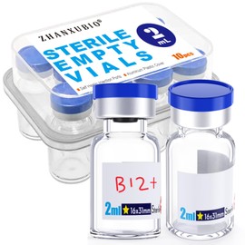 Sterile Empty Vial,Sterile Glass Vials, with Self-Healing Injection Port and Flip Top Cap, Sterile Package 10PCS by ZHANXUBIO (2ml,10)