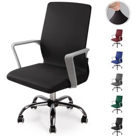 Office Chair Cover, Office Chair Cover, Swivel Chair Cover, Modern Chair Cover, Armchair Cover, Elastic Washable Chair Covers Set for Office Chair, Computer, Desk Chair (No Chair) (Black, S)