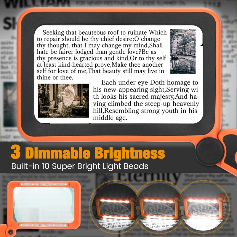 Tobegiga Rechargeable Magnifying Glass with Light for Reading, 5X Large