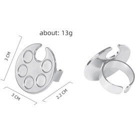 Silver Mini Manicure Palette Metal Paint Palette Finger Rings Nail Art Tools Makeup Palettes