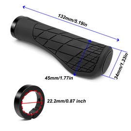 Bicycle Grips Ergonomic Handlebar Grips Bicycle Made of Non-Slip Rubber 22.2 mm Bicycle Grips Bike Handlebar Grips Bicycle Handlebar Grips for MTB, Trekking Bike, E-Bike, City Bike, Road Bike and