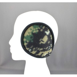 Tan Green Black camo print fleece ear muffs warmers behind hair camouflage