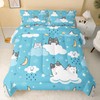 QOOMO Cat Comforter Twin Size,Blue Cloud Cats Comforter Set for