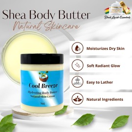 Ultra-Soft Shea Body Butter, 8oz Dry Skin Cream, Radiant Moisturized Skin, Natural Hydrating Body Lotion, Aloe Vera, Argan, Rosehip Oil, Kokum Shea Mango Butter BLACK LAVISH ESSEN, (Men's) Cool Breeze