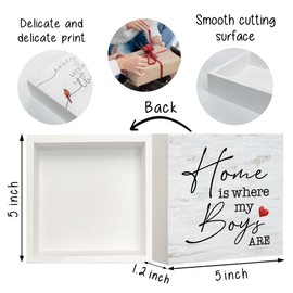 Home is Where My Boys are Sign, New Mom Gifts, Boy Mom Gifts, Funny Mothers Day Gifts ideas for Mom Mother Mommy, Rustic Wood Decor Sign for Home Family Living Room Bedroom Tabletop Desk Shelf